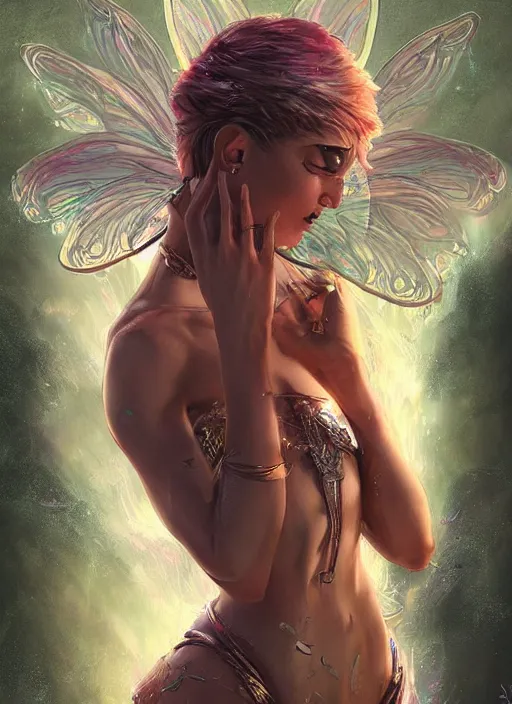 Prompt: digital _ painting _ of _ adult female rave fairy _ by _ filipe _ pagliuso _ and _ justin _ gerard _ symmetric _ fantasy _ crying tsunami _ highly _ detailed _ realistic _ intricate _ port
