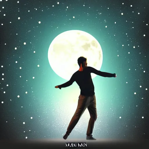 Prompt: man dancing in the moonlight, digital art