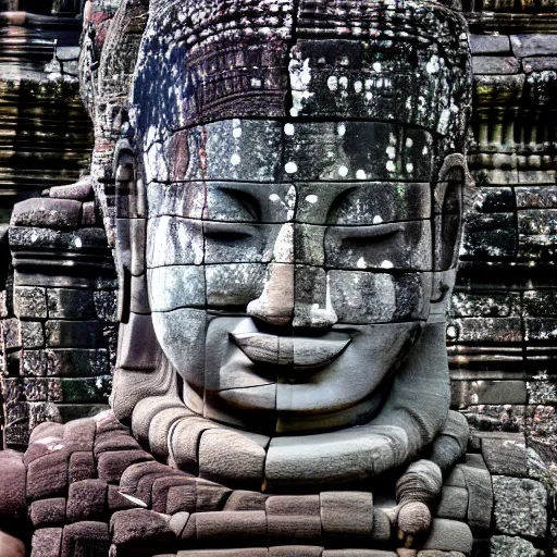 Image similar to angkor thon, photorealistic giant photography hight quality, sharp, stones, award winning photography, canon, thierry rouzier