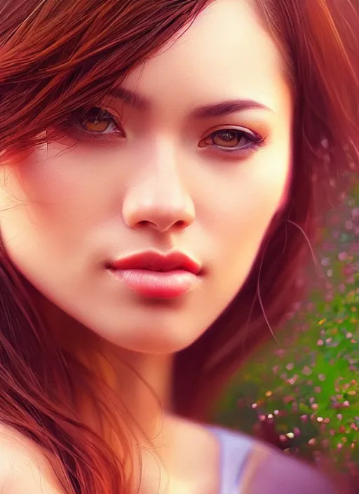 Image similar to photo of a gorgeous female in the style of stefan kostic, realistic, half body shot, sharp focus, 8 k high definition, insanely detailed, intricate, elegant, art by stanley lau and artgerm, extreme bokeh foliage