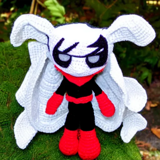 Image similar to cruela de vil as a crochet plush