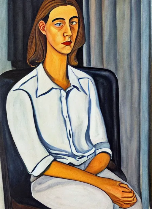 Image similar to a portrait of a pretty young lady by alice neel