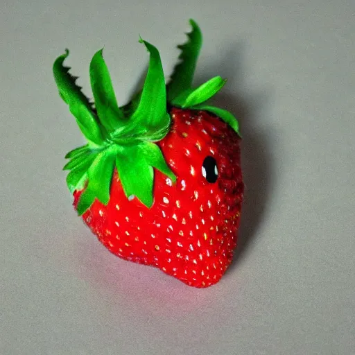 Image similar to strawberry creature with multiple eyes