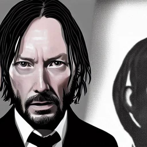 Image similar to thom yorke as john wick professional photo shot