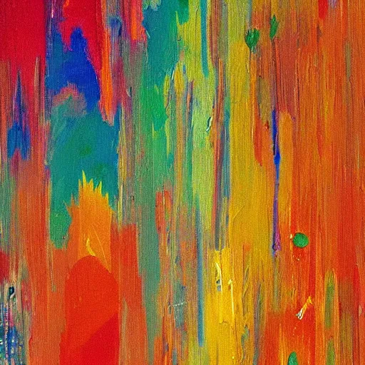 Image similar to a beautiful abstract colorful impasto textured painting by gerhard richter,