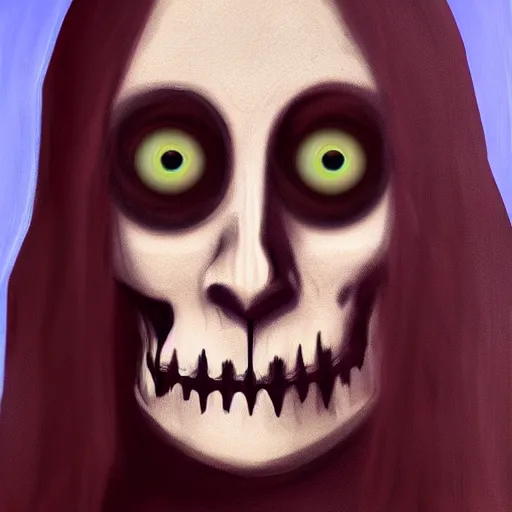 Image similar to scary Mona Lisa, horror, scary, ominous, terrifying, Mona Lisa, painting of skeleton Mona Lisa, skulls, flowers, 8k, digital art , trending on artstation