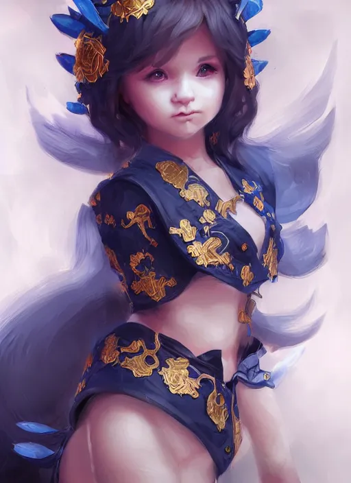 Image similar to cute baby dragon, black, white, blue, pink and gold color scheme, flowers, cool, highly detailed, artgerm, cushart krenz, artstation, soft light, sharp focus, illustration, character design, concept art