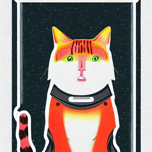 Prompt: fluffy paw of cat cyborg catch ladybag, neon color, detalized, digital painting