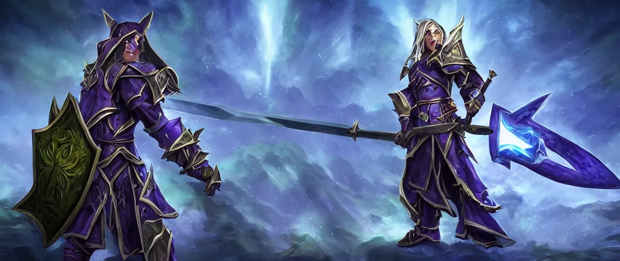 Prompt: a cloths holy paladin night elf bow sword shield lord dramatic lighting cinematic establishing shot extremely high detail foto realistic cinematic lighting post processed
