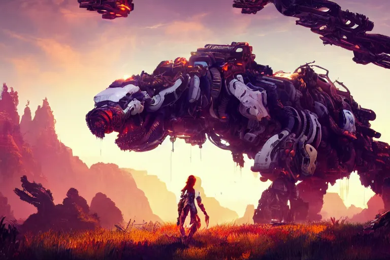 Image similar to snapmaw machine mecanical creature robot of horizon forbidden west horizon zero dawn bioluminiscence global illumination ray tracing hdr fanart arstation by ian pesty and alena aenami artworks in 4 k