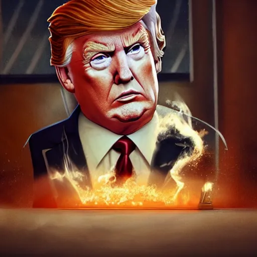 Image similar to donald trump as a freshly baked cookie hot off the oven, by cedric peyravernay, highly detailed, excellent composition, cinematic concept art, dramatic lighting, trending on artstation