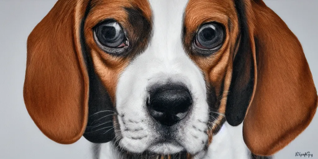 Image similar to beagle dog, photorealistic, hyperrealistic portrait, 8 k