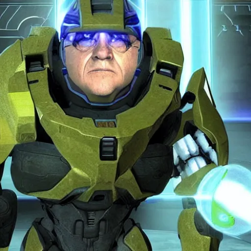 Image similar to danny devito as cortana in halo 3