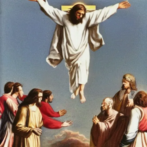 Image similar to jesus christ flying in the sky
