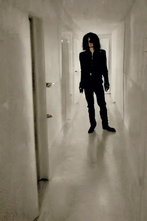 Prompt: Michael Jackson selfie photo, liminal spaces, backrooms hallway background, the backrooms,