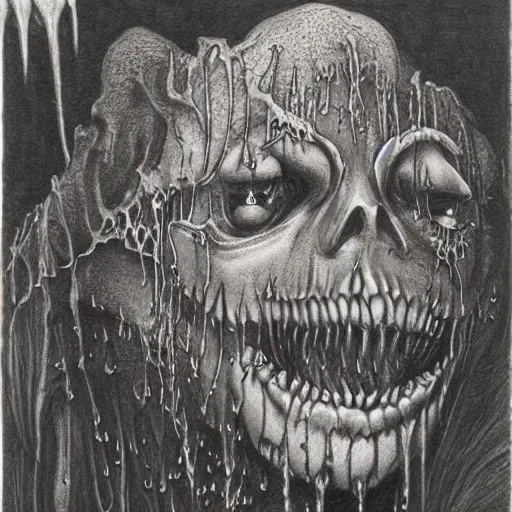 Image similar to lemure demon detailed micron drawing illustrated by stephen gammell, maurice sendak, graham ingels