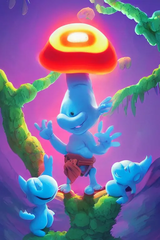 Image similar to smurf ghost creature animal sushi cristal very big eye roots cactus elemental flush of force nature micro world fluo fishscale, behance hd by jesper ejsing, by rhads, makoto shinkai and lois van baarle, ilya kuvshinov, rossdraws radiating a glowing aura global illumination ray tracing hdr