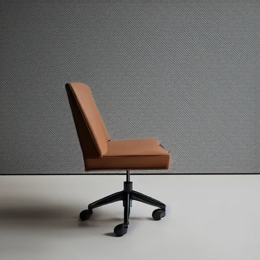 Prompt: An office chair in the style of the Golden Gate Bridge, light neutral background, professional product photography, studio lighting, auto focus, shot with a tripod, Canon EOS R5 camera | Sigma 20.0mm | f/16.0 | 1/300s shutter speed | ISO 50