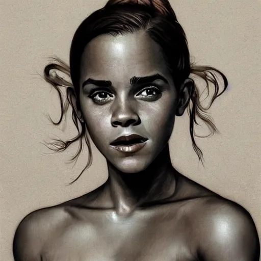 Image similar to Africa, beautiful portrait of Very funny actress Emma Watson like monkey face looking like an old monkey, Emma Watson actress blended monkey face, like , powerful , magic, thunders, dramatic lighting, intricate, wild, highly detailed, digital painting, artstation, concept art, smooth, sharp focus, illustration, art by artgerm and greg rutkowski and alphonse mucha, footage