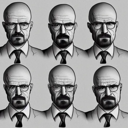 Prompt: walter white character sketches