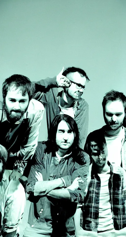 Prompt: Boards of Canada doing a TED talk, 1998