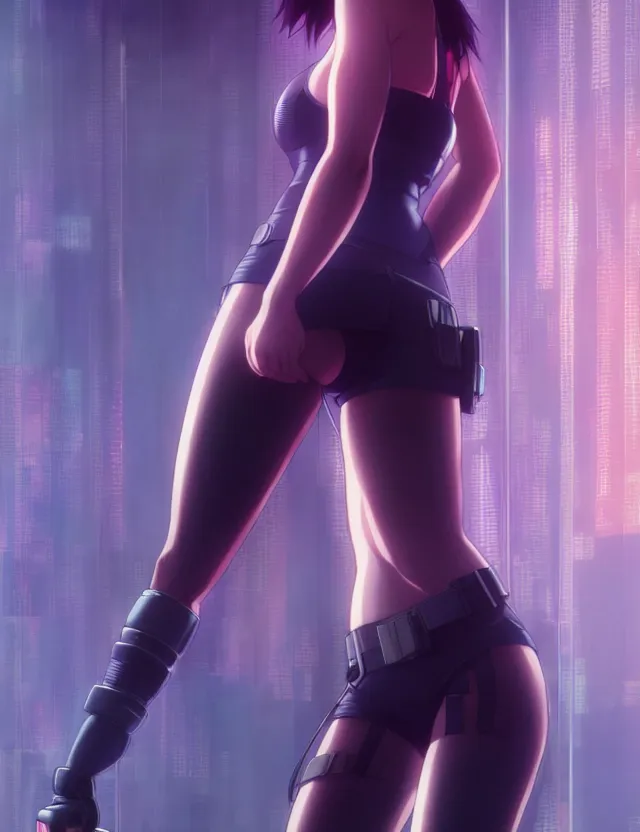 Image similar to a fullbody portrait of motoko kusanagi the major ghost in the shell : : stand alone complex, under repairs, maintenance : : by ilya kuvshinov, rossdraws, artgerm, sola digital arts, anti aliasing, raytracing : :