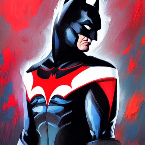 Image similar to batman beyond, brush strokes, oil painting, greg rutkowski