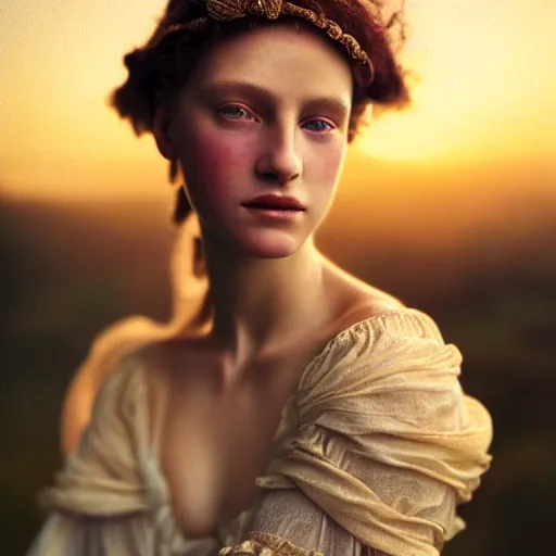 Image similar to photographic portrait of a stunningly beautiful 1 9 th century french renaissance female in soft dreamy light at sunset, contemporary fashion shoot, by edward robert hughes, annie leibovitz and steve mccurry, david lazar, jimmy nelsson, breathtaking, 8 k resolution, extremely detailed, beautiful, establishing shot, artistic, hyperrealistic, beautiful face, octane render