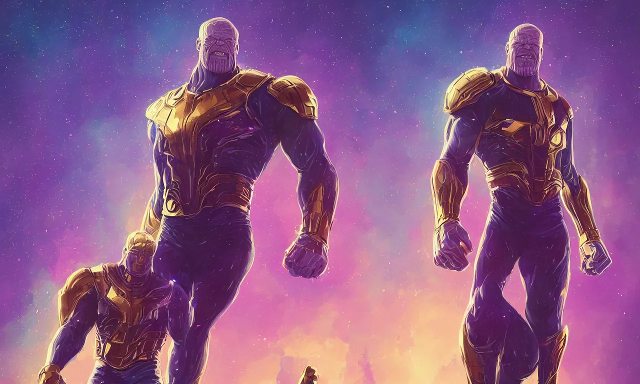 Image similar to alena aenami artworks of thanos with gauntlet in 4 k