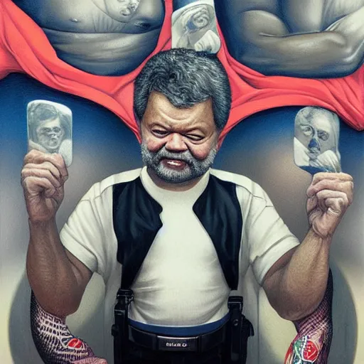 Image similar to Luiz Inácio Lula da Silva with prison clothes running scared from the police by Tristan Eaton Stanley Artgerm and Tom Bagshaw.