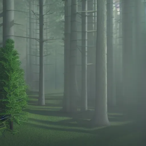 Prompt: forest, 8 k, octane render, volumetric lighting