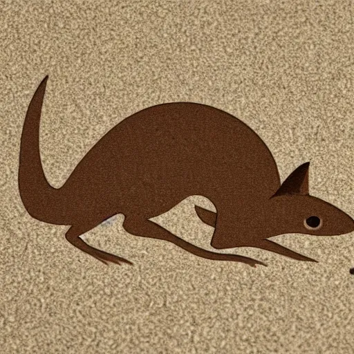 Image similar to logo of a jerboa in a minimalist style, sand color, beige and brown