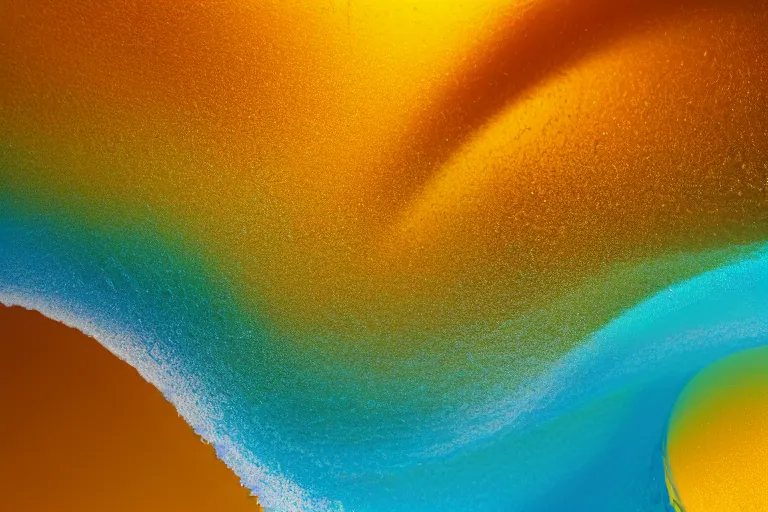 Image similar to big wave of water particles, light blue, yellow orange, and light brown colors, white foam, complex curl noise, vortex, simulation, reflection, featured on behance, uhd image, media art, motion graphic, particles, fluids, 3 d, rendering, octane