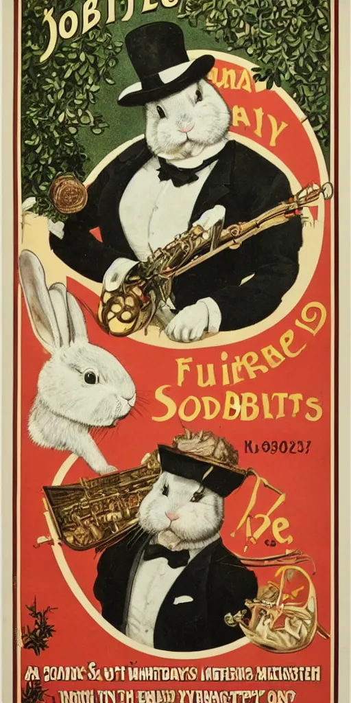 Image similar to a 1 9 0 0 s poster advertising a famous rabbit composer