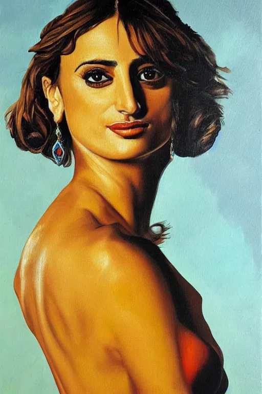 Image similar to oil painting, portrait of penelope cruz, artwork by salvador dali