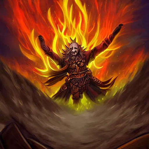 Prompt: fiery burning spell, in hearthstone art style, epic fantasy style art, fantasy epic digital art, epic fantasy card game art