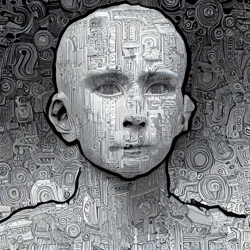 Prompt: what machines really think of human, super realistic, philosophical art