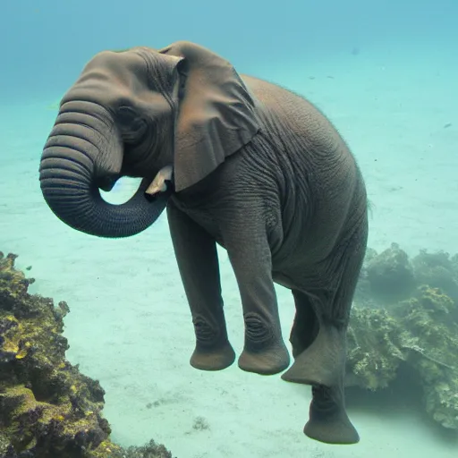 Prompt: Scuba diving elephant