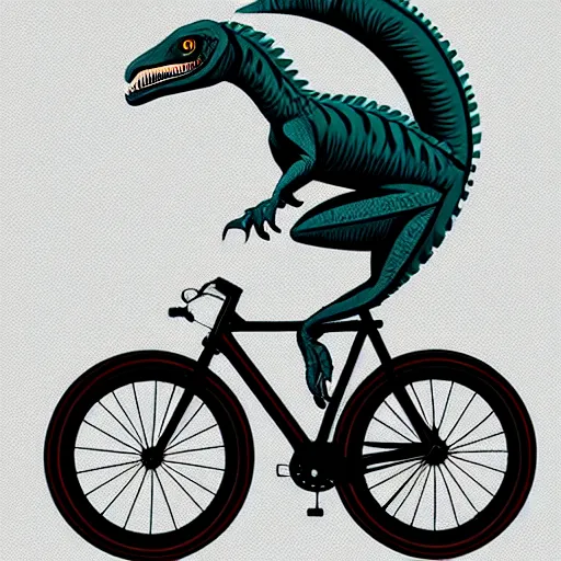 Image similar to velociraptor riding a bike, modernism, trending on artstation, make it look like it was created with dall - e 2