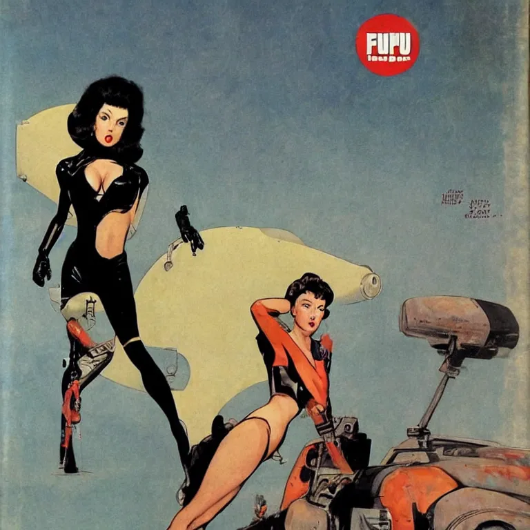 Image similar to scifi woman by Robert McGinnis, pulp comic style, circa 1958