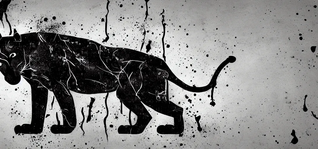 Prompt: a panther, made of tar, in a suburban backyard, sticky, full of tar, covered with tar, dripping tar, dripping tar, splattered tar, sticky tar. concept art, reflections, black goo, animal drawing, desktop background