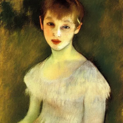 Prompt: Edgar Degas painting of a young beautiful