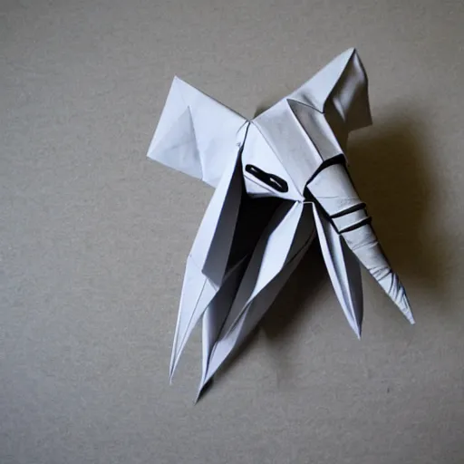 Prompt: 🐘 🤖👽🐋 origami