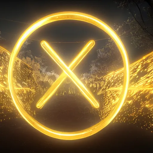 Image similar to glowing golden infinity symbol unreal engine