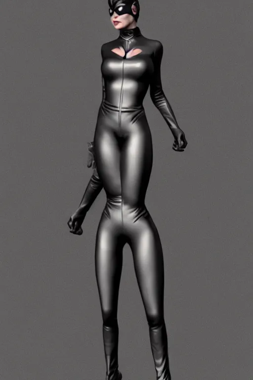 Image similar to full body 3d render of Catwoman from Batman Returns, photorealistic, finalRender, octane, Unreal Engine