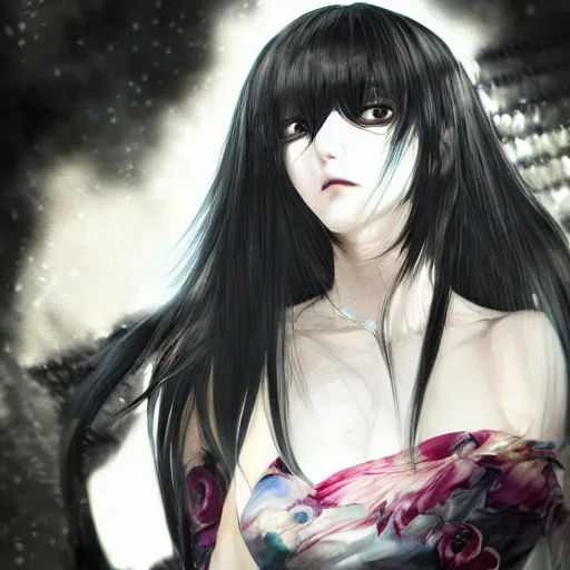 heroine, beautiful, sui ishida with black hair art | Stable Diffusion ...