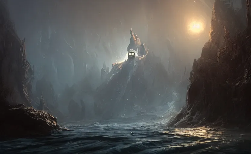 Prompt: cthulu, water landscape, dramatic lighting, cinematic, establishing shot, long full body shot, extremly high detail, photorealistic, cinematic lighting, post processed, concept art, artstation, matte painting, style by greg rutkowsky