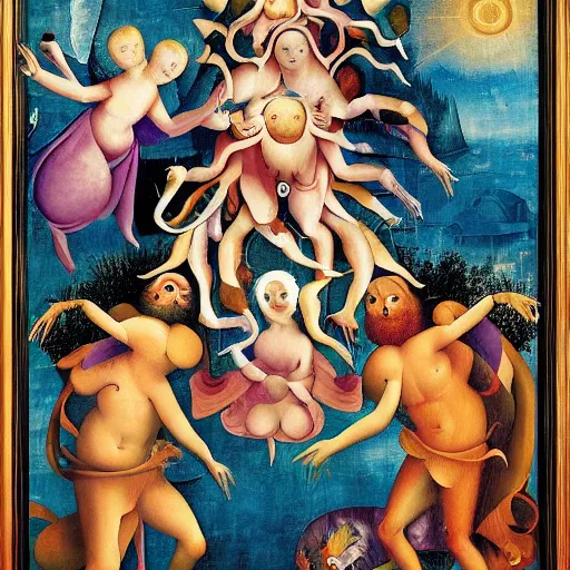 Prompt: a masterpiece apotheosis painting by bosch and greg rutowski and lisa frank