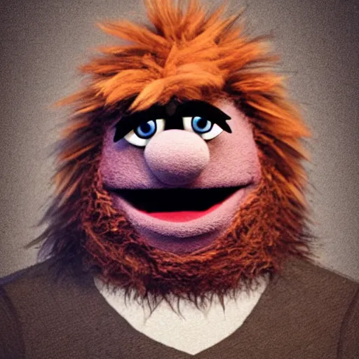 Prompt: a still of a forgotten muppet character looking very manly and modern, hilarious, laughing, hairy chest, huge chin, manly monster tough guy, roughled fur, photo real, photographic, photograph, artstation, trending, featured