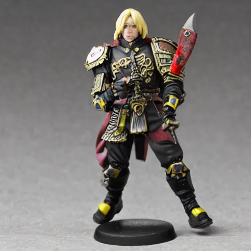 Prompt: 8 0 mm resin detailed miniature of a warhammer 4 0 k cyborg viking warrior, wielding a neon axe, product introduction photos, 4 k, full body, hyper detailed,